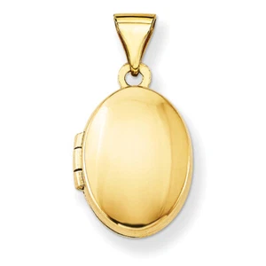 14k Yellow Gold Plain Polished Oval Locket XL122 - Picture 1 of 4