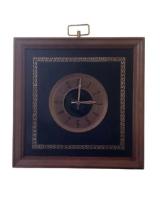 Rare Vintage Brass & Wood Mid Century Welby Wall Clock Germany 15”x 15” *read - Picture 1 of 7