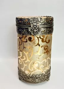 Victorian Home Decor 🏡 Lighted Glass Pillar | Hinged With Pewter Close | Footed - Picture 1 of 10
