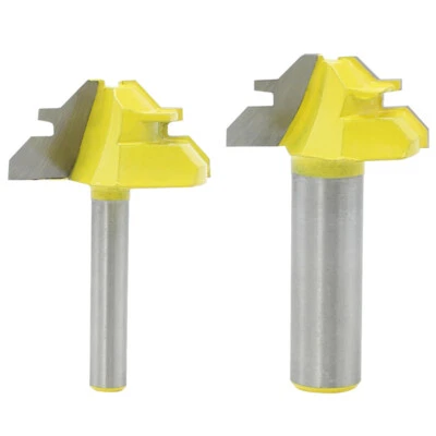 45 Degree 1/4 1/2 Shank Lock Miter Router Bit Woodwork Tenon Milling Cutter Tool - Image 1 of 4