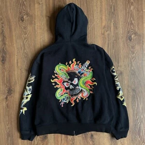 CLH Creating Limitless Heights M Skull Print Hoodie Streetwear Graphic Full Zip - Picture 1 of 5