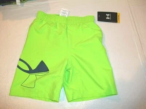 NEW Under Armour neon green boys swim swimsuit trunk board shorts sz 5 logo - Picture 1 of 2
