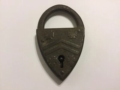 Antique Miller Malta Maltese Steel Padlock Missing Skeleton Key - Image 1 of 4