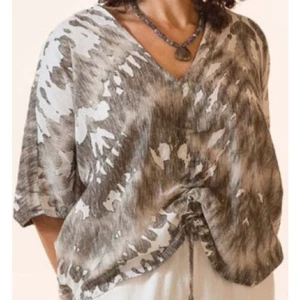 Bryn Walker Brown Tie Dye 'Ria' Cotton Gauze Blouse sz M - Picture 1 of 5
