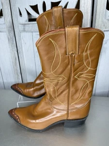 Vintage Justin Fort Worth Womens Size 6 Brown Leather Cowboy Western Tipped - Picture 1 of 8