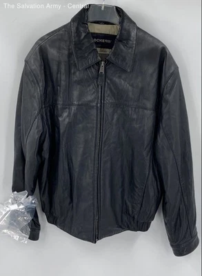 Chaqueta Bomber Dockers Para Hombres Cuero Marrón Manga Larga Cremallera Completa Talla Grande Foto 1 de 4