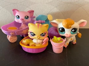 Authentic Littlest Pet Shop #876 Pig #877 Cow #878 Persian cat - Picture 1 of 12