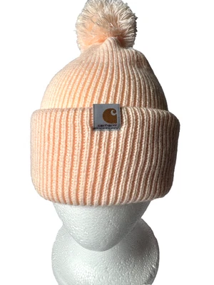 Carhartt Womans Knit Pom Pom Cuffed Pink Beanie - Image 1 of 4