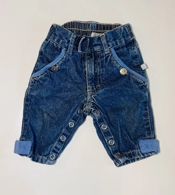 Pantalones de mezclilla vintage descoloridos Glory niños bebé 100 % algodón 0-3 meses a presión interior Foto 1 de 4