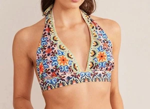 Boden Merano Bikini Swimsuit Halter Deep V Top Swim Women US 12 NEW. 835 - Picture 1 of 2