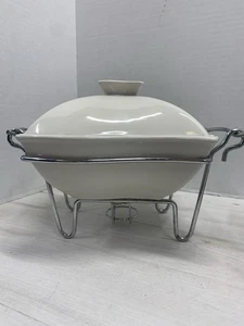 Sienna By Godinger 1 Qt Ceramic Chafing Casserole Dish With Metal Stand And Lid  - Picture 1 of 9