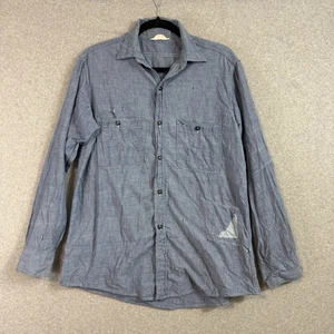 Vintage JC Penneys Shirt Mens medium Blue Button Up Chambray Sanforized 50s Work - Picture 1 of 10