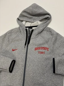 Nike Ohio State Buckeyes Tennis Cotton Full Zip Jacket Gray Hooded SZ M Womens - Picture 1 of 5