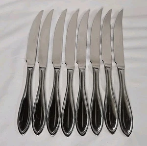 8 Wallace 18/10 American Tradition Serrated Steak Knives Beaded Stainless Solid - Picture 1 of 5
