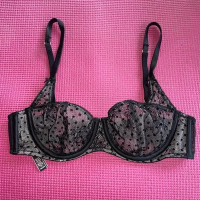 Sujetador balconet sin forro Dream Angels Victoria’s Secret 34B lazos de encaje negro Foto 1 de 4