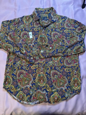 Camisa abotonada vintage con estampado de cachemira LizWear para mujer Foto 1 de 4