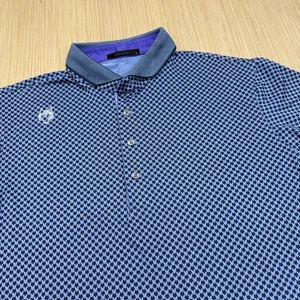Greyson Golf Polo Shirt Mens Large Blue Wolf All Over Print AOP Logo Performance - Picture 1 of 9
