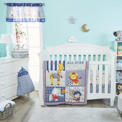 Juego de cama de cuna de 4 piezas para niños - Deportes en la selva - Suave 100 % algodón percal - En... Foto 1 de 3