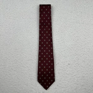 CHRISTIAN DIOR Men's Silk Tie Made in Italy 100% Silk Red Dotted Geometric - Picture 1 of 5
