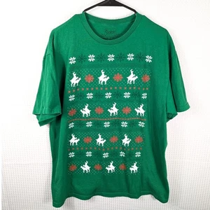 Spencers Weihnachten T-Shirt XL grün Rentier Schneeflocke Ugly Sweater Grafik Tee - Bild 1 von 4
