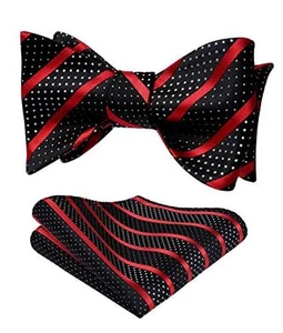  Bow Ties for Men Striped Bowties Men's Self Tie Bowtie 01-black Red - Picture 1 of 7