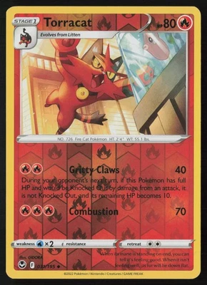 Pokemon Torracat 031/195 SWSH12: Silver Tempest Reverse Holo Pack Fresh - NM - Image 1 of 2