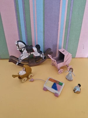 Dolls House Rocking Horse & Toys, Pram Bundle. Nursery Room  Items. - Image 1 of 4