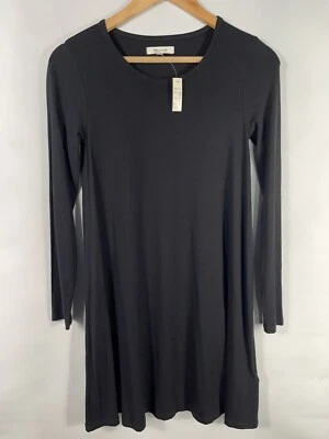 NWT Madewell Women’s XXS Black Stretchy Soft Long Sleeve Dress - Image 1 of 4