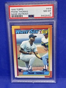 1990 Topps Frank Thomas Name On Front #414 PSA 8 White Sox - Picture 1 of 2
