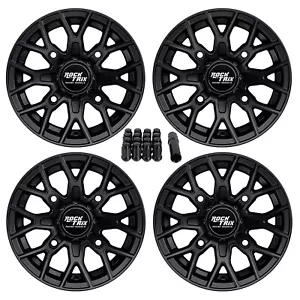 (4) 12" RockTrix RT104 ATV UTV 4x137 4/137 Wheels, 12x7 5+2 offset, 10x1.25 Nuts - Picture 1 of 8