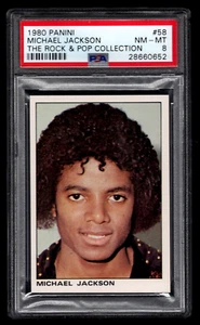 MICHAEL JACKSON 1980 PANINI ROCK & POP COLLECTION CARD #58 PSA GRADED 8 NM-MT - Picture 1 of 2