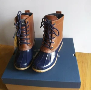 BASS Women's Harlequin Waterproof Duckboots Sz:6 Blue Round Toe Rainboots NEW - Picture 1 of 3