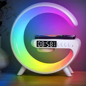 Multifunktionaler Bluetooth Lautsprecher Wecker Kabellos Ladegerät RGB Licht Deko - Bild 1 von 12