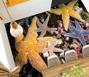 3D Yellow Starfish 42RAIN25 Floor WallPaper Murals Wall Print Decal AJ Honey - Picture 1 of 6