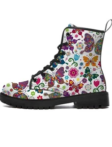 Butterfly Boots Womens Mens Combat Boots Lace Up Ankle Boot Waterproof Anti-Slip - Picture 1 of 7