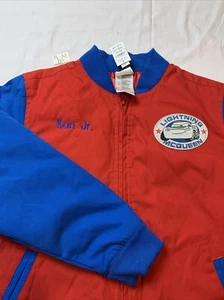 Disney Cars Lightning McQueen Boy Bomber Jacket Size G 10 Red Blue Team 95 - Picture 1 of 16