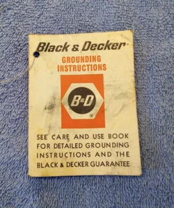Vintage Black & Decker Detailed Grounding Instructions No. 35696 - Picture 1 of 4