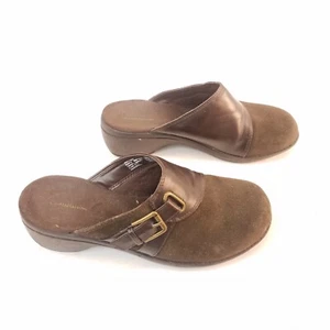 Croft Barrow Brown Suede Clogs Shoes Backless Slip On Mules Womens Size 8 - Picture 1 of 7