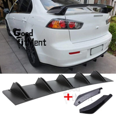 For Mitsubishi Lancer CJ,CF Rear Bumper Diffuser Fins Spoiler +Rear Lip Splitter - image 1 of 4