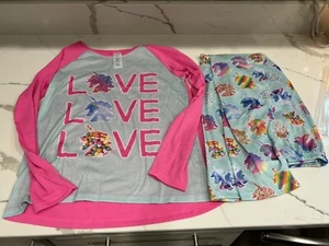 Girls Children’s Place Pajama Set Size 10/12 Long Sleeve Pants Unicorn EUC C7 - Picture 1 of 5