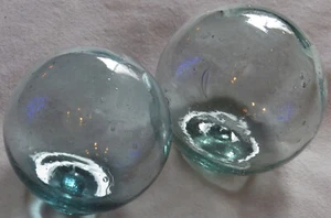 Japanese Blown Glass Fishing FLOATS 3-3.5" Lot-2 Antique! USA BZ - Picture 1 of 8
