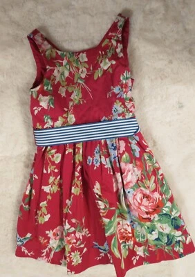 RALPH LAUREN girls 4 Magenta Floral Dress - Image 1 of 4