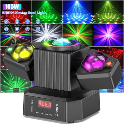 DMX RGBW LED Rotating Beam Stage Light Laser Moving Head Strobe DJ Light Disco - Image 1 of 4