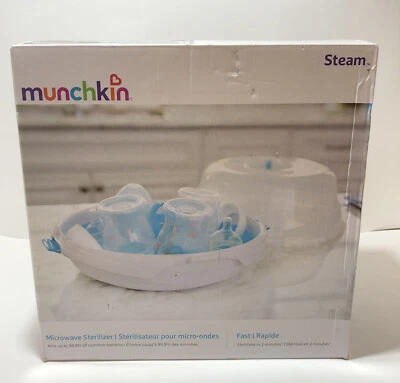 Munchkin Protector de Vapor Microondas Biberón Esterilizador Esteriliza 2 Min ABIERTO Rápido Foto 1 de 4