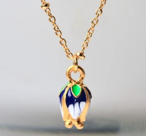 Charm Halskette Lotusblüte Geschenk Frauen Mädchen Teenager Blütenknospe - Bild 1 von 6