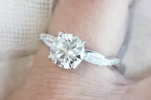 1.65CT Diamond Engagement Ring Round Cut 14K White Gold IGI Certified Lab Grown - Picture 1 of 7