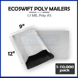 1-10000 9 x 12 "EcoSwift" Poly Mailers Envelopes Plastic Shipping Bags 1.70 MIL - Picture 1 of 5