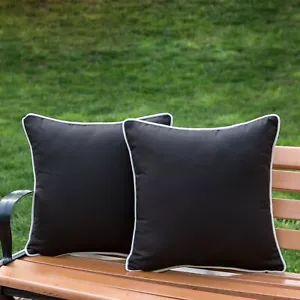 Pack of 2 Outdoor Waterproof Throw Pillow Covers Decorative Black and White S... - Picture 1 of 7