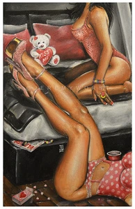 "SleepOver" BAR WALL ART sexy girls Adult art playboy Hentai Waifus - Picture 1 of 8