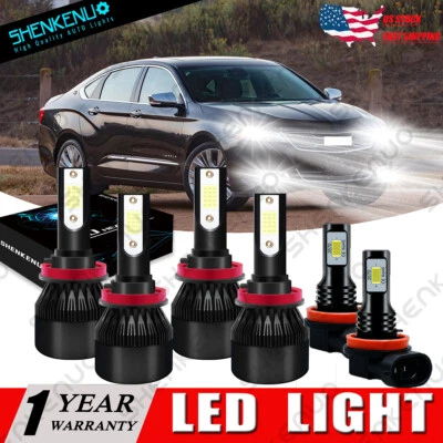 Faros LED COB haz alto bajo + bombillas antiniebla 6000K C9B para Chevy Impala 2006-2013 Foto 1 de 4